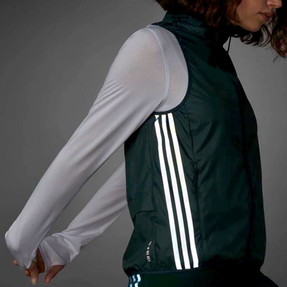 adidas Jackets & Blazers - Adidas Vest - Green Striped NWT*